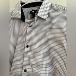 H&M Black & White Checked Slim Fit Shirt